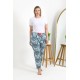 Moda Çizgi Kadın Pamuklu Büyük Beden Alt Pijama 27558 Mavi