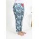 Moda Çizgi Kadın Pamuklu Büyük Beden Alt Pijama 27558 Mavi