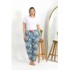 Moda Çizgi Kadın Pamuklu Büyük Beden Alt Pijama 27558 Mavi