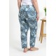 Moda Çizgi Kadın Pamuklu Büyük Beden Alt Pijama 27558 Mavi
