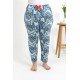 Moda Çizgi Kadın Pamuklu Büyük Beden Alt Pijama 27558 Mavi