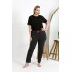 Moda Çizgi Kadın Pamuklu Büyük Beden Alt Pijama 27559 Antrasit