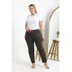 Moda Çizgi Kadın Pamuklu Büyük Beden Alt Pijama 27559 Füme