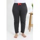 Moda Çizgi Kadın Pamuklu Büyük Beden Alt Pijama 27559 Füme