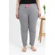 Moda Çizgi Kadın Pamuklu Büyük Beden Alt Pijama 27559 Gri