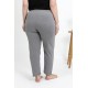 Moda Çizgi Kadın Pamuklu Büyük Beden Alt Pijama 27559 Gri