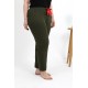 Moda Çizgi Kadın Pamuklu Büyük Beden Alt Pijama 27559 Haki