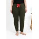 Moda Çizgi Kadın Pamuklu Büyük Beden Alt Pijama 27559 Haki