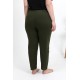 Moda Çizgi Kadın Pamuklu Büyük Beden Alt Pijama 27559 Haki