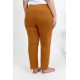Moda Çizgi Kadın Pamuklu Büyük Beden Alt Pijama 27559 Hardal