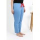 Moda Çizgi Kadın Pamuklu Büyük Beden Alt Pijama 27559 Mavi
