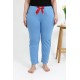 Moda Çizgi Kadın Pamuklu Büyük Beden Alt Pijama 27559 Mavi