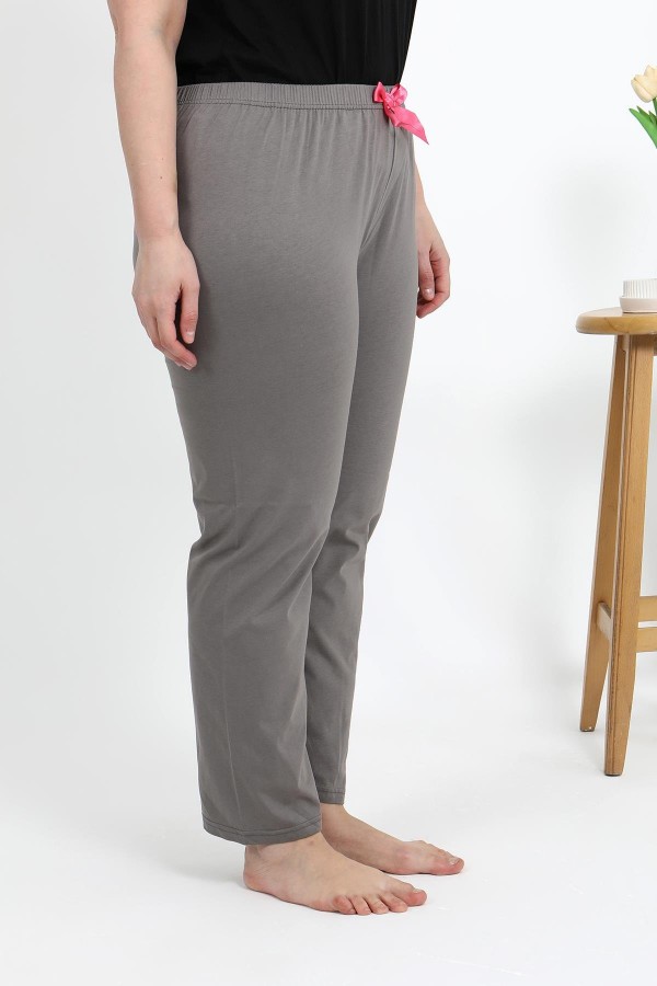 Moda Çizgi Kadın Pamuklu Büyük Beden Alt Pijama 27559 Vizon