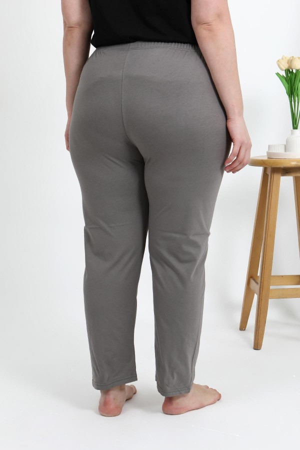 Moda Çizgi Kadın Pamuklu Büyük Beden Alt Pijama 27559 Vizon