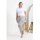 Moda Çizgi Kadın Pamuklu Büyük Beden Alt Pijama 27560 Gri