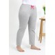 Moda Çizgi Kadın Pamuklu Büyük Beden Alt Pijama 27560 Gri