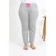 Moda Çizgi Kadın Pamuklu Büyük Beden Alt Pijama 27560 Gri