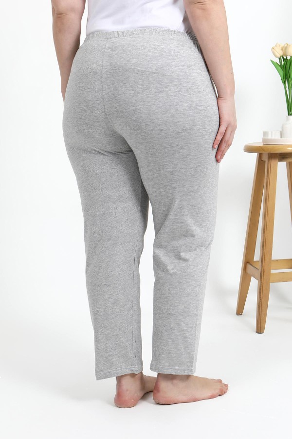 Moda Çizgi Kadın Pamuklu Büyük Beden Alt Pijama 27560 Gri