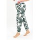 Moda Çizgi Kadın Pamuklu Büyük Beden Alt Pijama Yeşil 27563