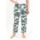 Moda Çizgi Kadın Pamuklu Büyük Beden Alt Pijama Yeşil 27563