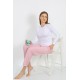 Moda Çizgi Kadın Pamuklu Cepli Tek Alt Pijama Pembe 27527