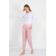 Moda Çizgi Kadın Pamuklu Cepli Tek Alt Pijama Pembe 27527