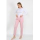 Moda Çizgi Kadın Pamuklu Cepli Tek Alt Pijama Pembe 27527
