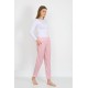 Moda Çizgi Kadın Pamuklu Cepli Tek Alt Pijama Pembe 27527