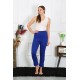 Moda Çizgi Kadın Pamuklu Sax Tek Alt Pijama 27523