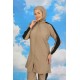 Moda Çizgi Kadın Pantolonlu Kolu Şeritli Tam Tesettür Mayo Bej 31066