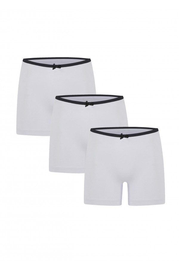 Moda Çizgi Kadın Penye 3lü Boxer Gri 40260