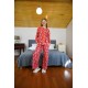 moda çizgi Kadın Penye Bol Paça Pijama Takım 4127