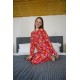 moda çizgi Kadın Penye Bol Paça Pijama Takım 4127
