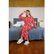 moda çizgi Kadın Penye Bol Paça Pijama Takım 4127