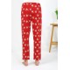 Moda Çizgi Kadın Penye Desenli Tek Alt Pijama 27530 Bordo