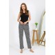 Moda Çizgi Kadın Penye Leopar Desenli Tek Alt Pijama 27536 Gri