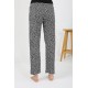 Moda Çizgi Kadın Penye Leopar Desenli Tek Alt Pijama 27536 Gri