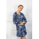 moda çizgi Kadın Penye Uzun Kol Düğmeli Lacivert Tunik Gecelik 13100