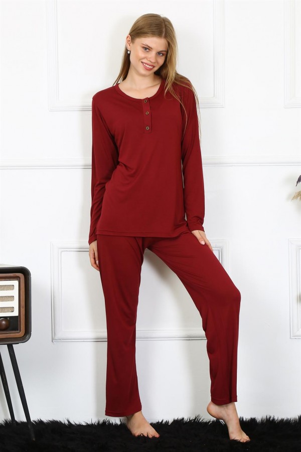 Moda Çizgi Kadın Penye Uzun Kol Patlı Pijama Takım 4170