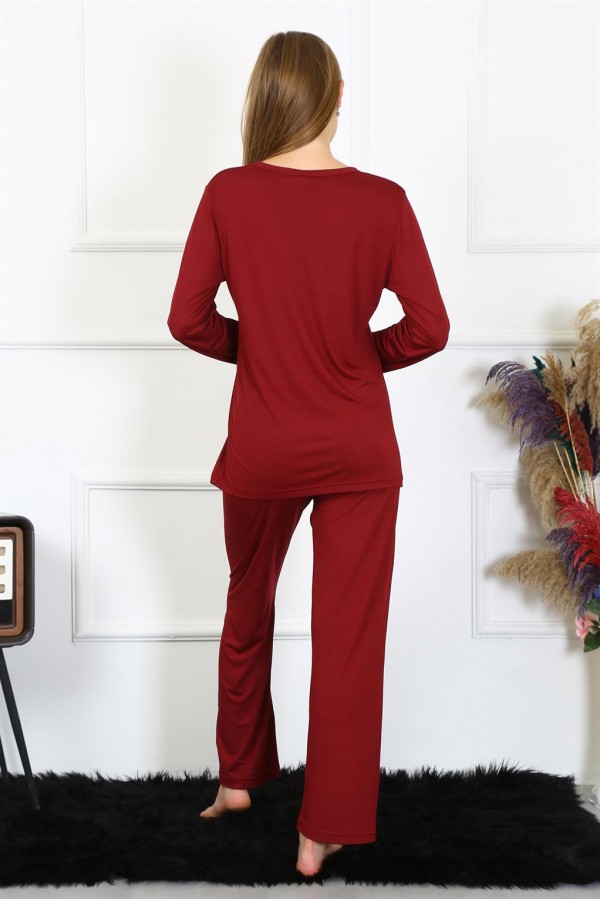Moda Çizgi Kadın Penye Uzun Kol Patlı Pijama Takım 4170