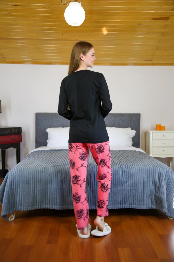 Moda Çizgi Kadın Penye Uzun Kol Pijama Takım 4109