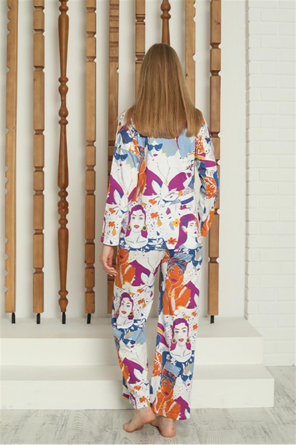 Moda Çizgi Kadın Penye Uzun Kol Pijama Takım 4145