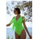 Moda Çizgi Kadın Püsküllü Mayo Neon Yeşil  34023