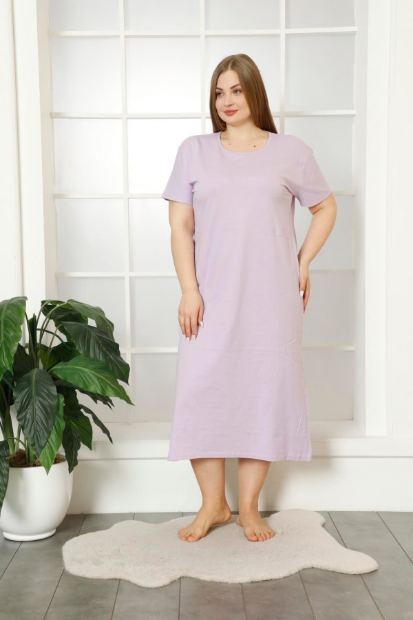 Moda Çizgi Kadın Uzun Kol Anne Gecelik 1313 Lila