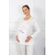 Moda Çizgi Kadın Uzun Kol Hamile Lohusa Pijama Takımı Ekru 45501