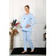 Moda Çizgi Kadın Uzun Kol Hamile Lohusa Pijama Takımı Mavi 45501