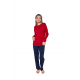 Moda Çizgi Kadın Uzun Kol Penye Pijama Takımı Bordo 41110