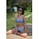 Moda Çizgi Kadın Yandan Bağlamalı Yarım Destekli Fiyonklu Alt Üst Bikini Takım Buz Mavisi 35014