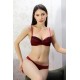 Moda Çizgi Kadın Yarım Destekli Sütyen Takım 3307 Bordo