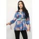 Moda Çizgi Kemerli Gömlek Tunik İndigo